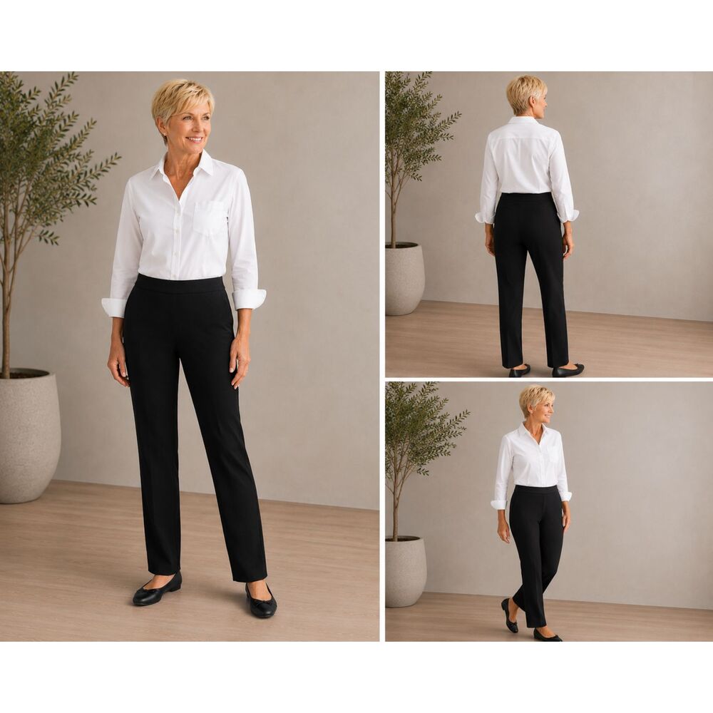 Tribal Women's Black Pull-On Career Pants Size 8 Stretch Straight Leg Slacks - Picture 8 of 8